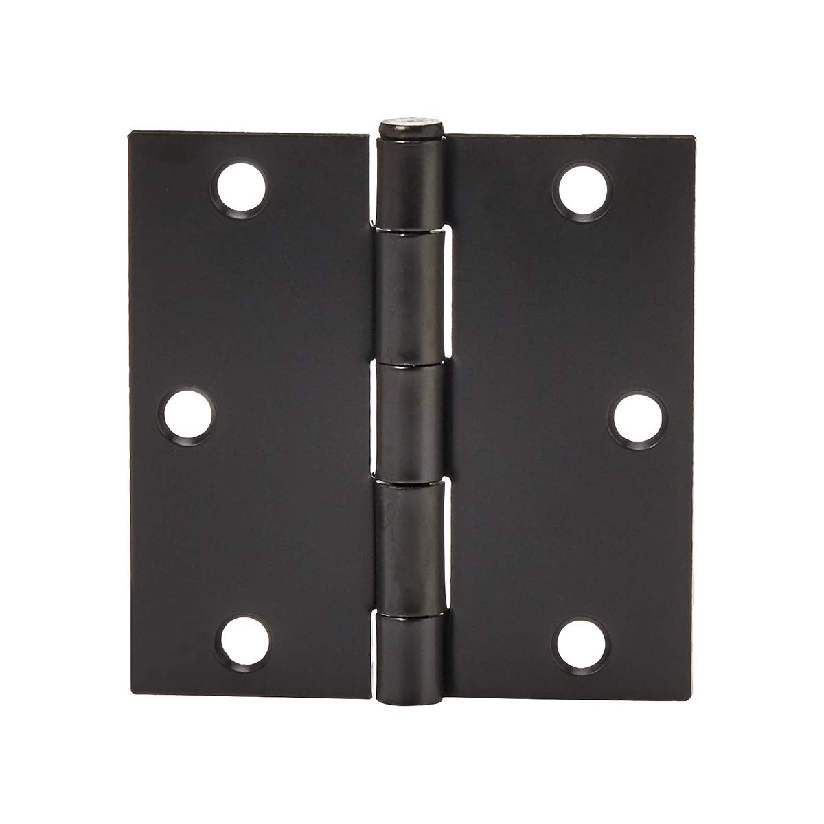Amazon Basics square door hinges in matte black provide sturdy interior door support.
