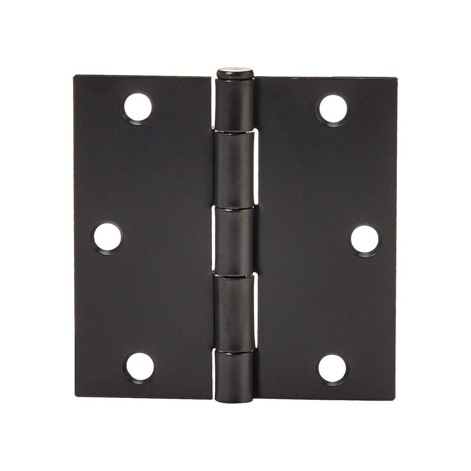 Amazon Basics square door hinges in matte black provide sturdy interior door support.