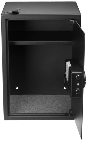 Front view of Amazon Basics steel home security safe