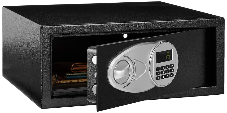 Amazon Basics steel security safe with digital keypad for secure valuables