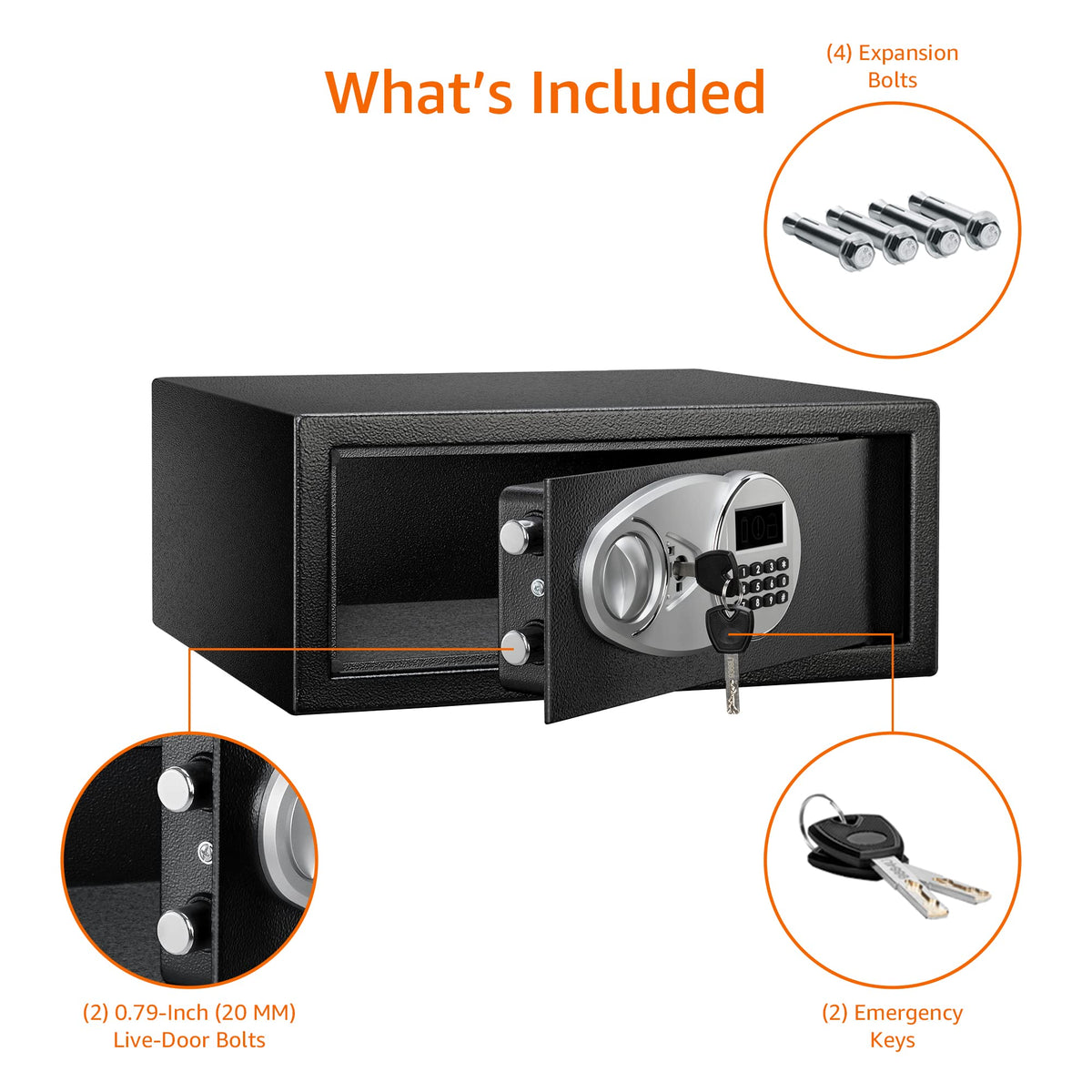 Safe mounted to wall or floor for stable storage with Amazon Basics