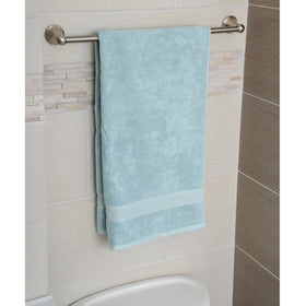 Installed Amazon Basics towel bar in a bathroom vanity demonstrates practical length and mounting.