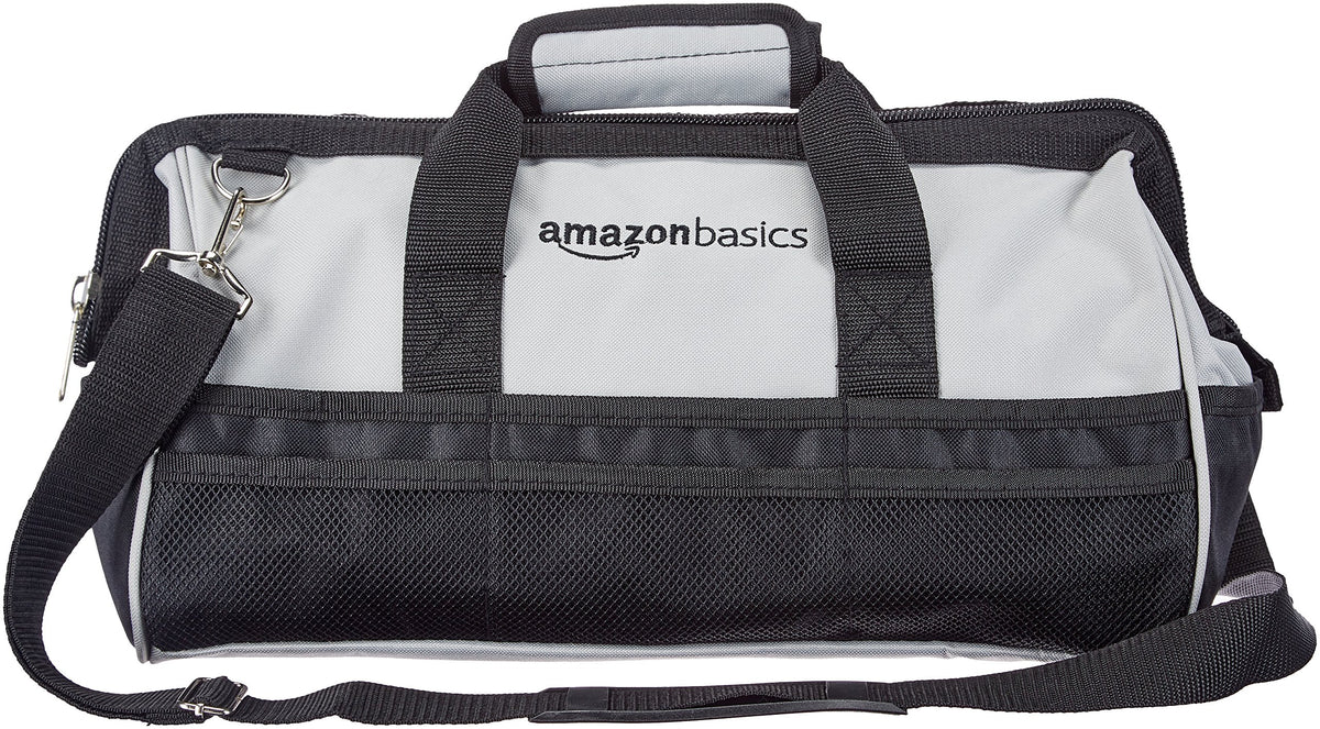 Amazon Basics rugged Oxford fabric exterior emphasizes wear resistance.