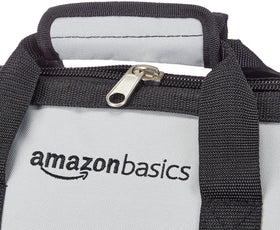 Amazon Basics padded strap shows comfortable carrying during long projects.