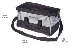 Amazon Basics stitched bag close-up highlights reinforced seams for lasting durability.