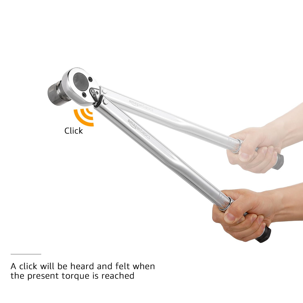 Amazon Basics torque wrench scale dial offers high contrast for easy reading.