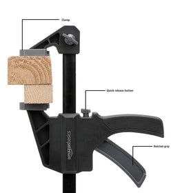 Amazon Basics 6-inch trigger clamps four-pack deliver strong holding power.