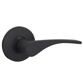 Amazon Basics Victorian lever side profile, matte black, reversible for both door directions.