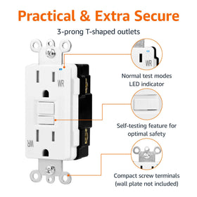 Amazon Basics weather-resistant, outdoor-ready GFCI receptacle suitable for exterior installations.