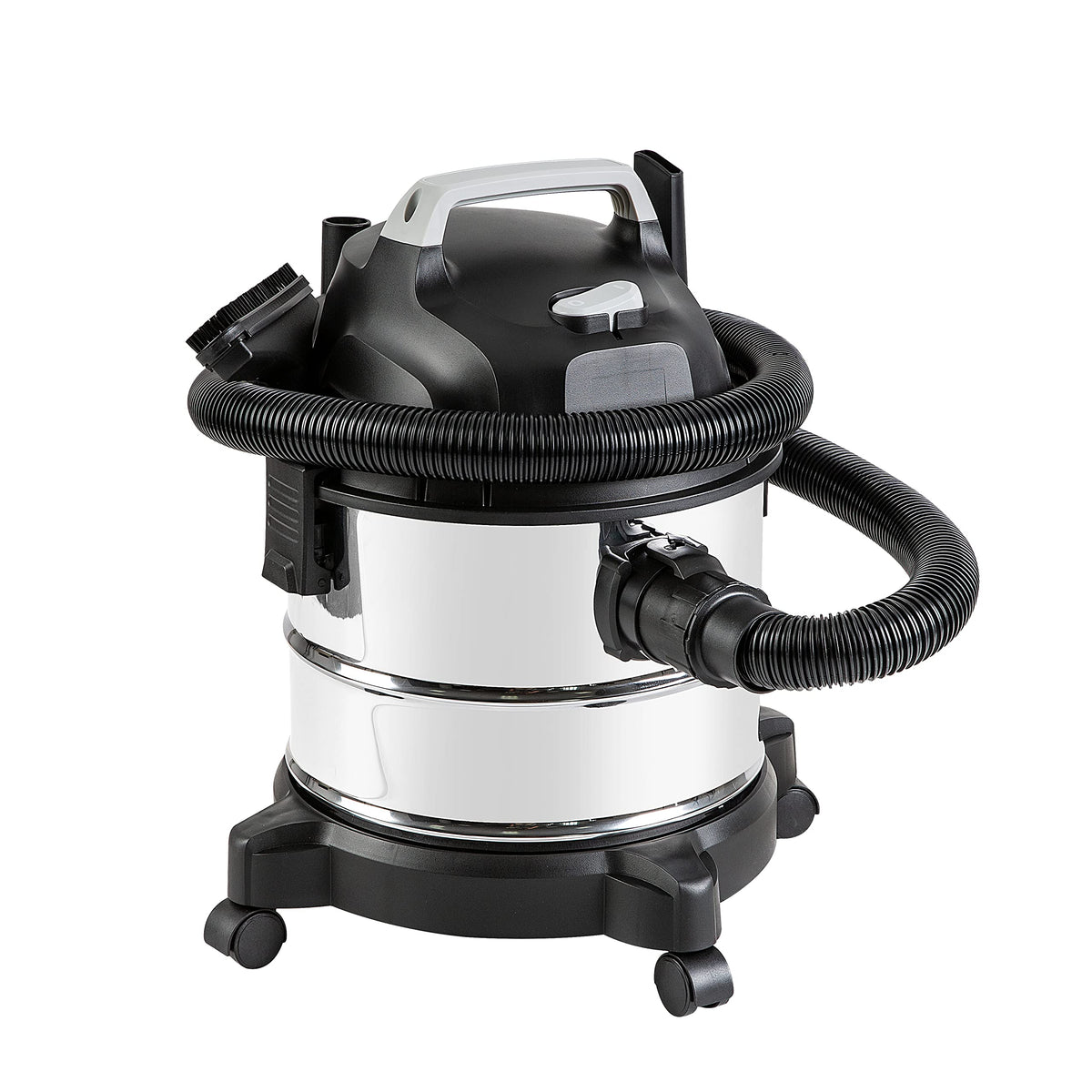 Amazon Basics wet-dry shop vacuum 4-gallon in use, tackling spills and debris with ease.