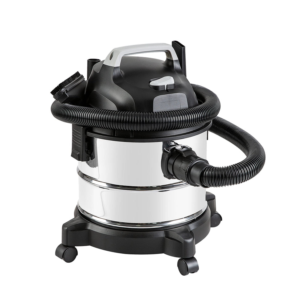 Amazon Basics wet-dry shop vacuum 4-gallon in use, tackling spills and debris with ease.