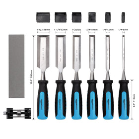 Amazon Basics 8-piece chisel set with heat-treated blades and narrow side bevels for clean cuts
