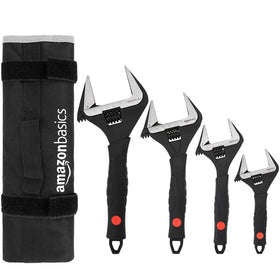 Amazon Basics 6-inch wide jaw wrench with soft grip for precise plumbing adjustments.