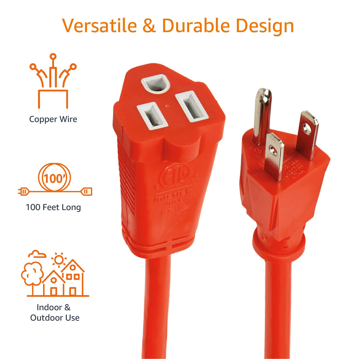 Amazon Basics all-copper conductors ensure reliable electrical flow.