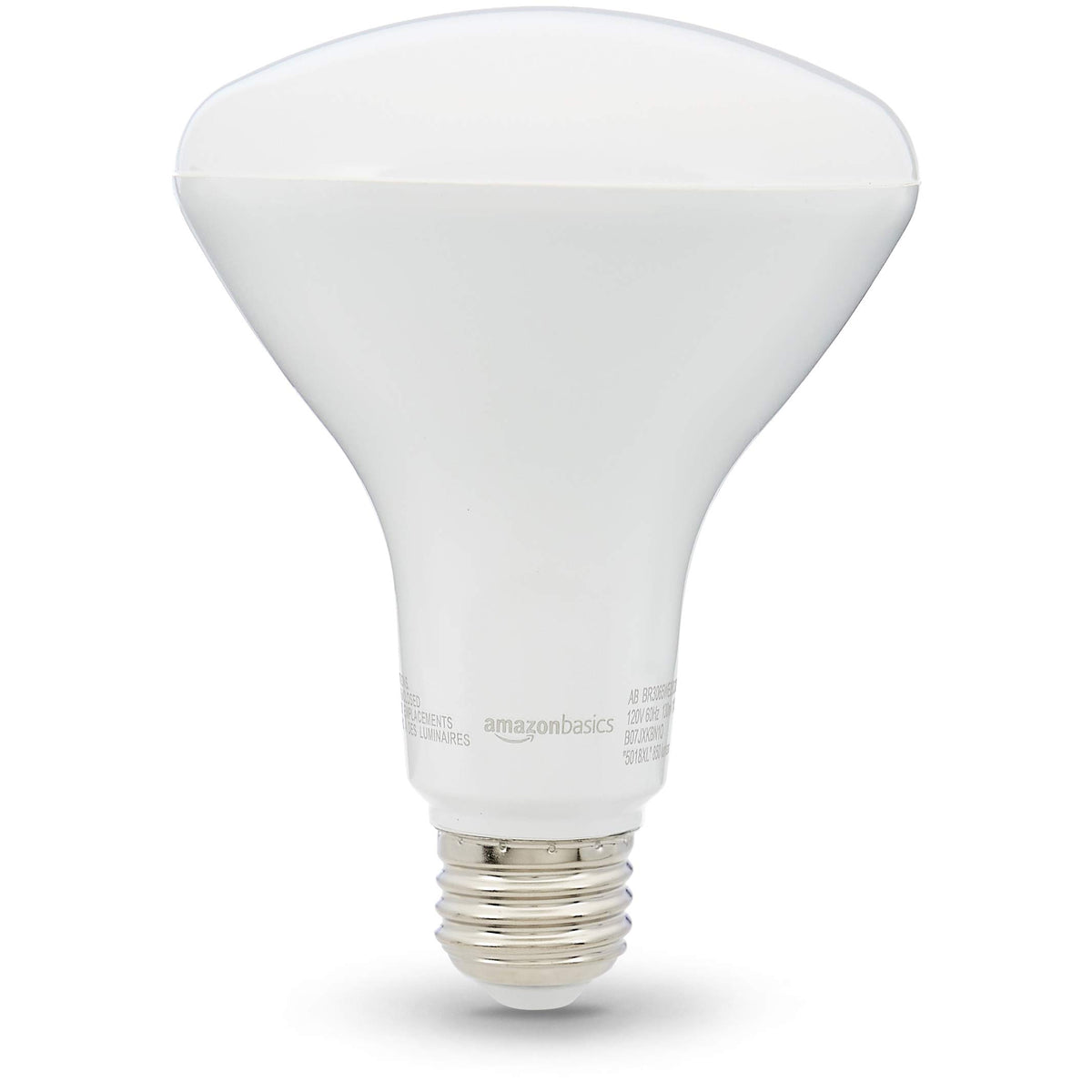 Amazon Basics BR30 LED bulb illuminated in a bright, daylight setting