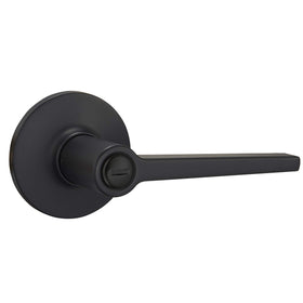 Amazon Basics Manchester privacy lever close-up shows interior privacy button for easy locking.