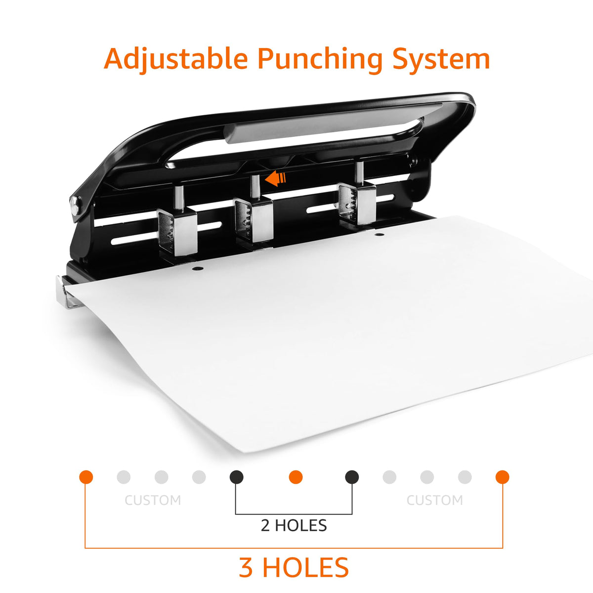 Built-in adjustable paper guide aligning papers for precise punches