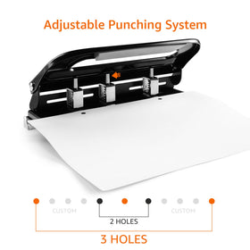 Built-in adjustable paper guide aligning papers for precise punches