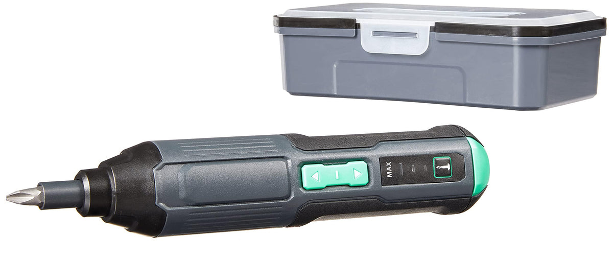 Amazon Basics SKIL 4V screwdriver with carrying case for easy storage.