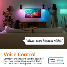 Amazon Basics A19 bulb responds to Alexa for purple living room lighting