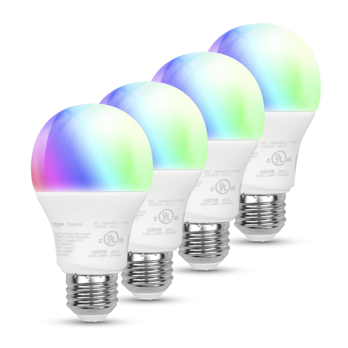 Amazon Basics smart A19 color-changing bulb glowing blue for movie night ambiance