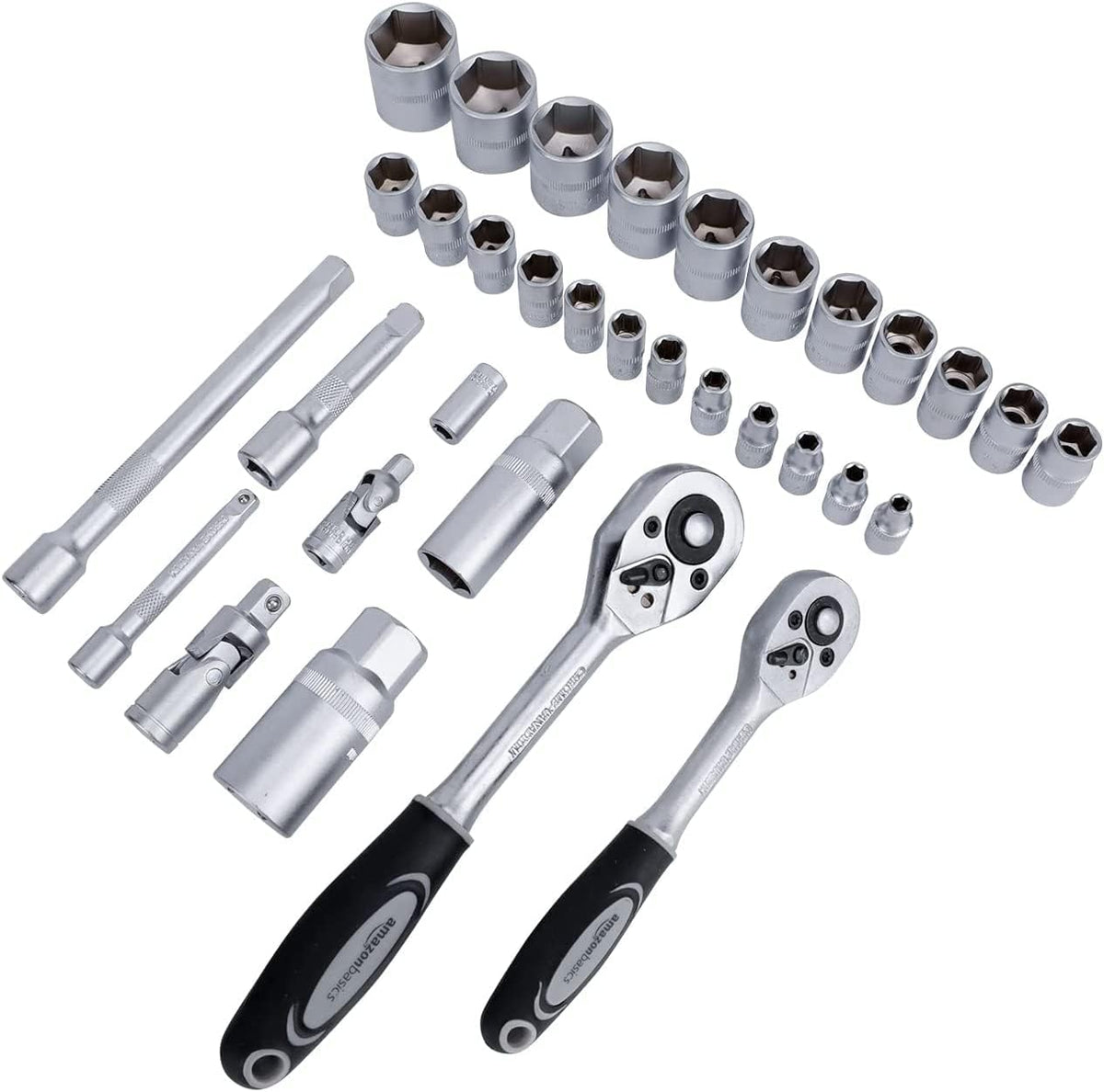 Amazon Basics tools with ergonomic non-slip handles for comfortable extended use.