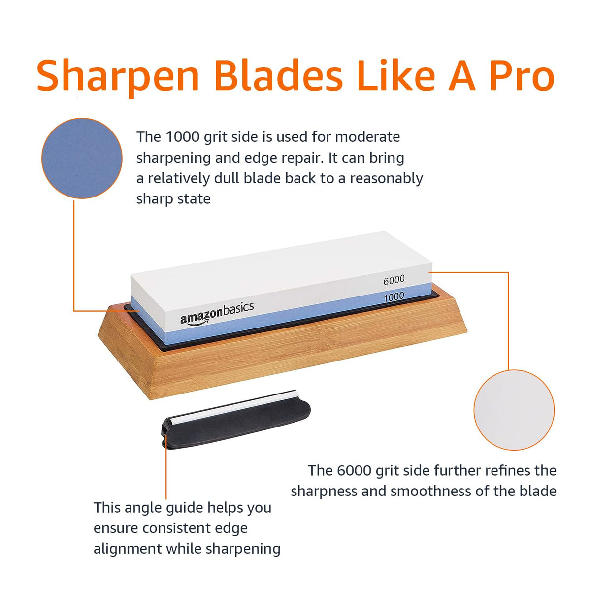 Amazon Basics whetstone non-slip silicone base stabilizes during use.