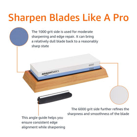 Amazon Basics whetstone non-slip silicone base stabilizes during use.