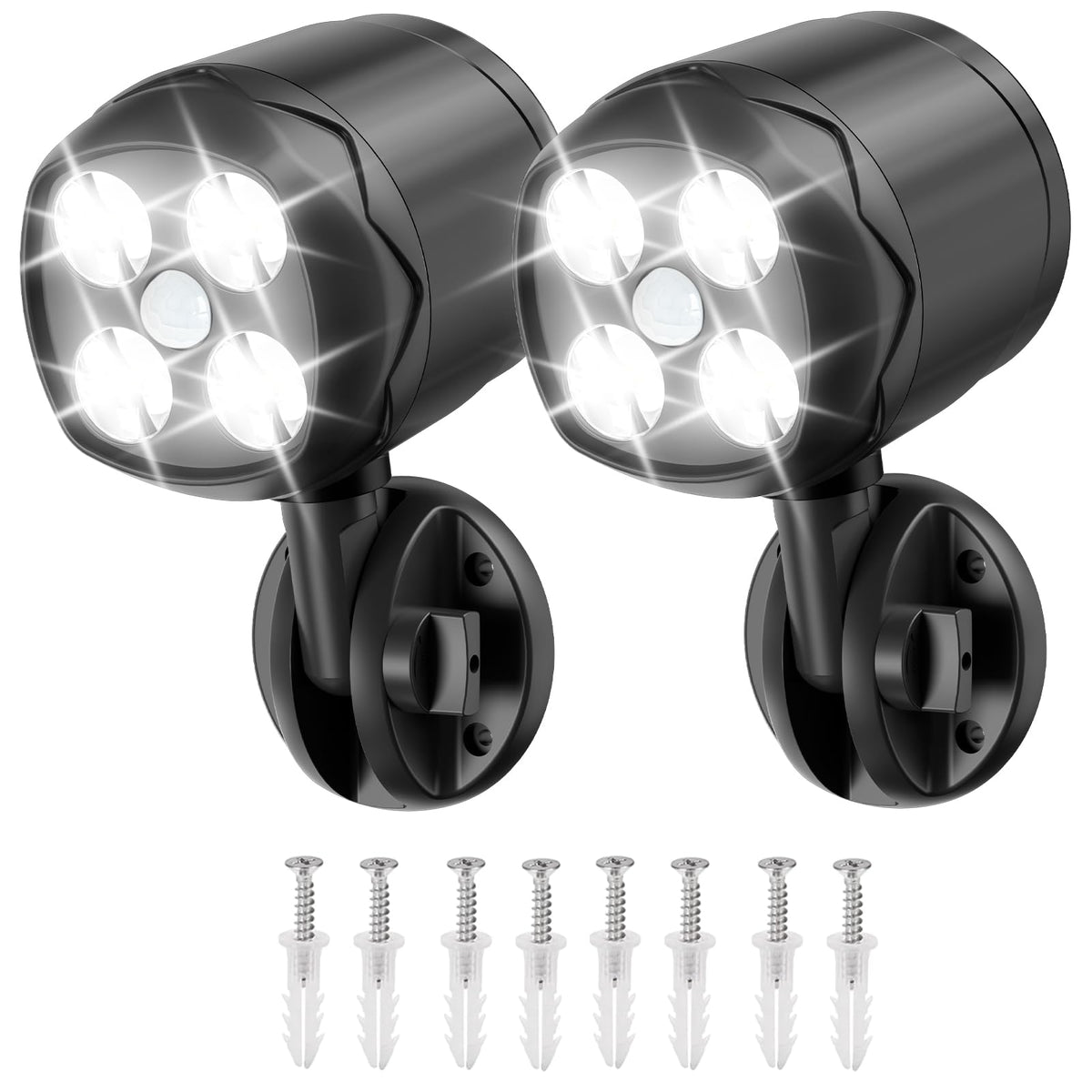 Ambaret battery-operated motion light on porch illuminates entry and steps at night.