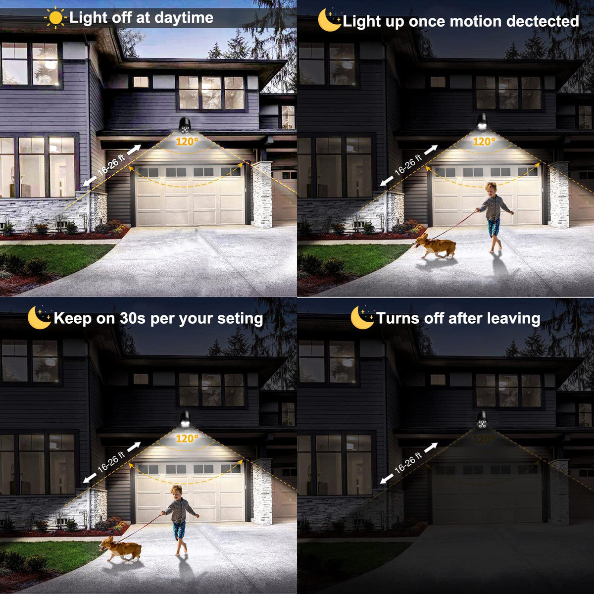 Ambaret motion sensor activates within 16 feet for efficient lighting in darkness.