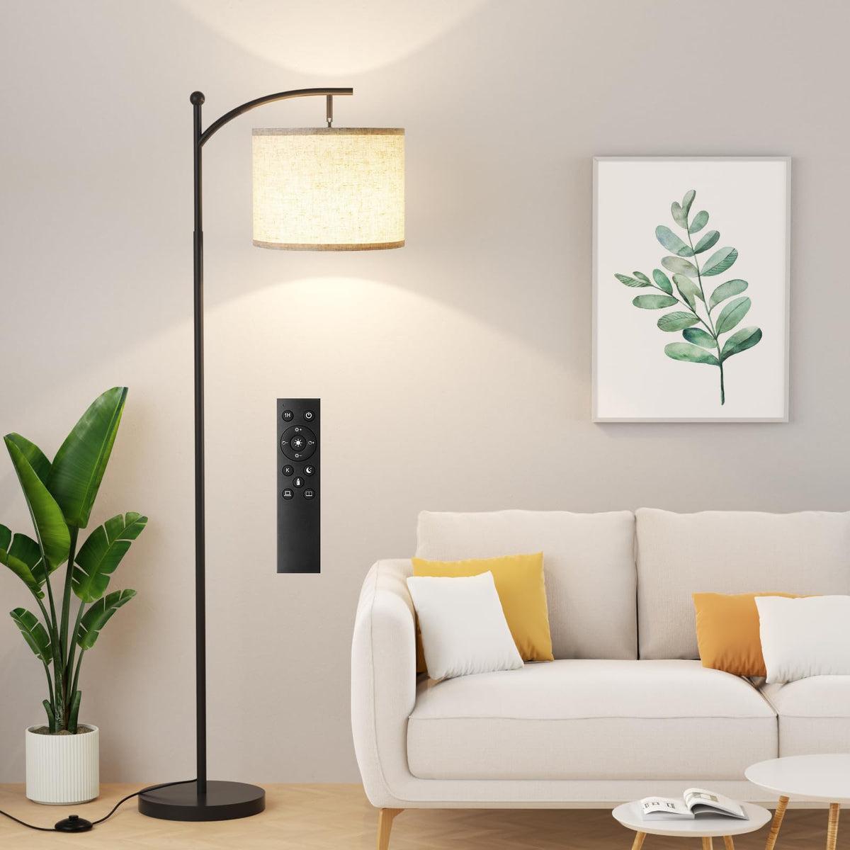 Ambimall 60-inch floor lamp with remote for easy dimming.