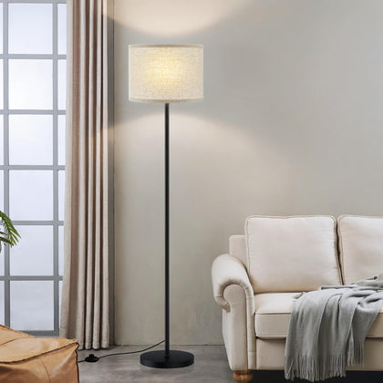 Ambimall 60-inch floor lamp with beige shade for cozy living room lighting.