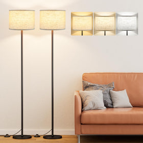 Ambimall 60-inch floor lamp pair with beige shade for living rooms.