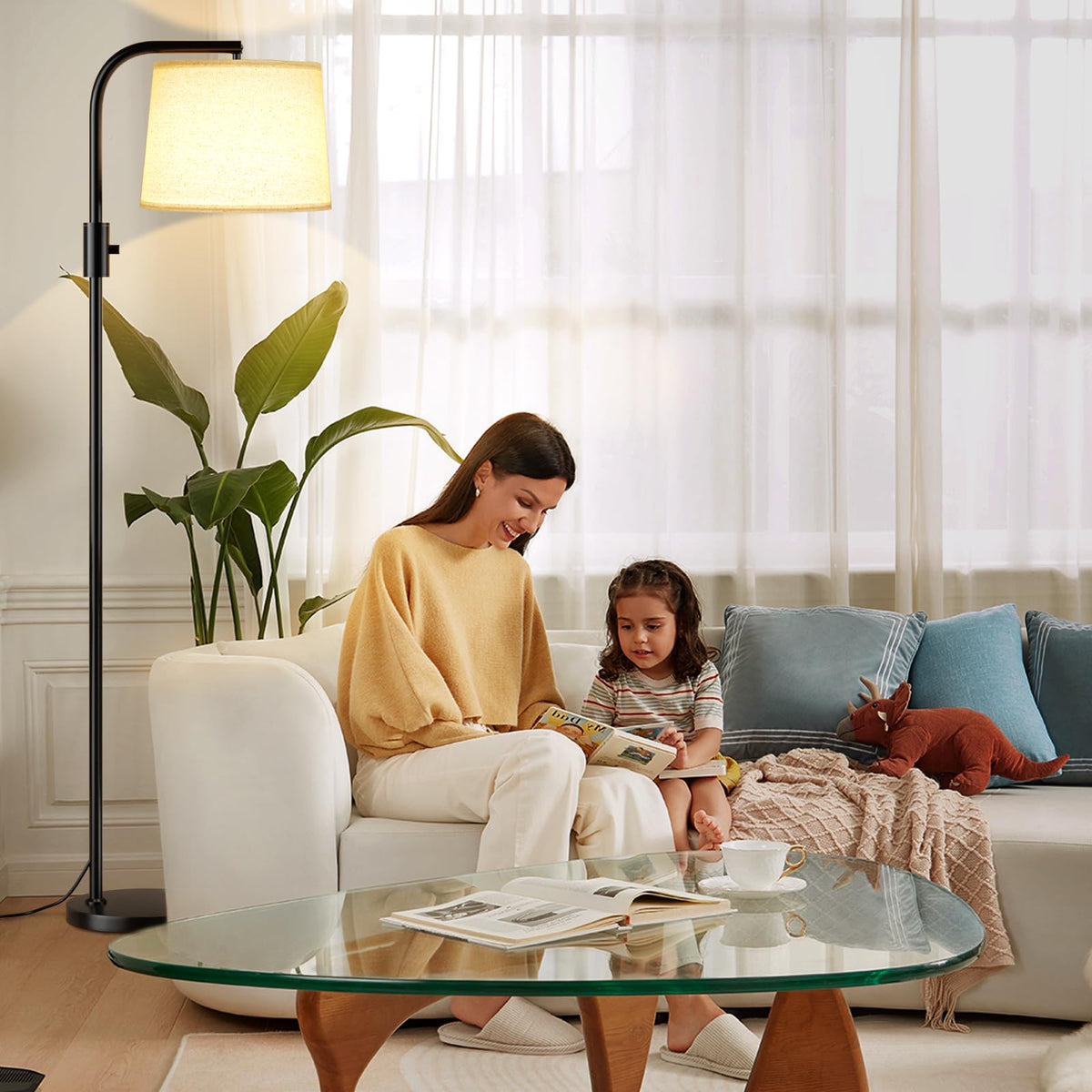 Ambimall 63.4-inch floor lamp tilt and rotation for precise direction.