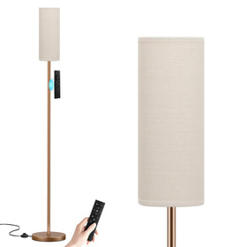 Ambimall 64-inch floor lamp with beige shade and brown pole for warm, versatile lighting.