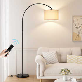 Ambimall 70-inch arc floor lamp with remote for easy brightness control.
