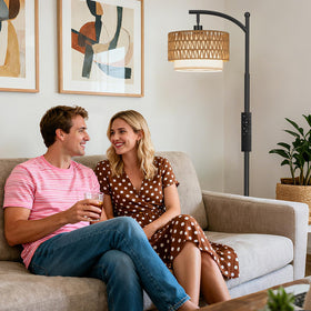 Ambimall Arc floor lamp uses a 9W LED for energy-efficient lighting.