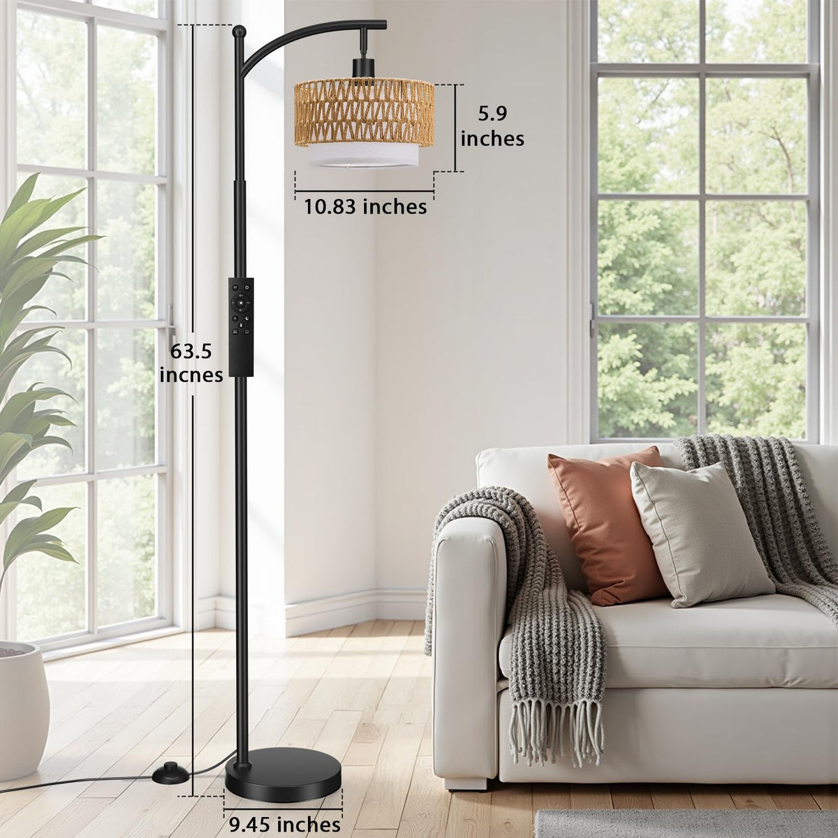 Ambimall Arc floor lamp color temperature range from warm to cool for different tasks.