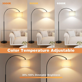 Ambimall dimmable arc floor lamp with smooth brightness adjustment.