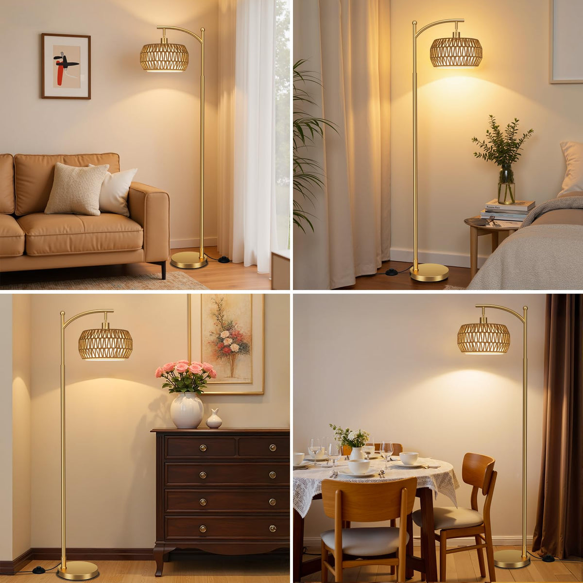 Ambimall Arc gold finish complements boho and modern decor
