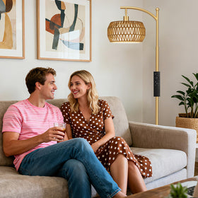 Ambimall Arc linen shade provides soft diffused light