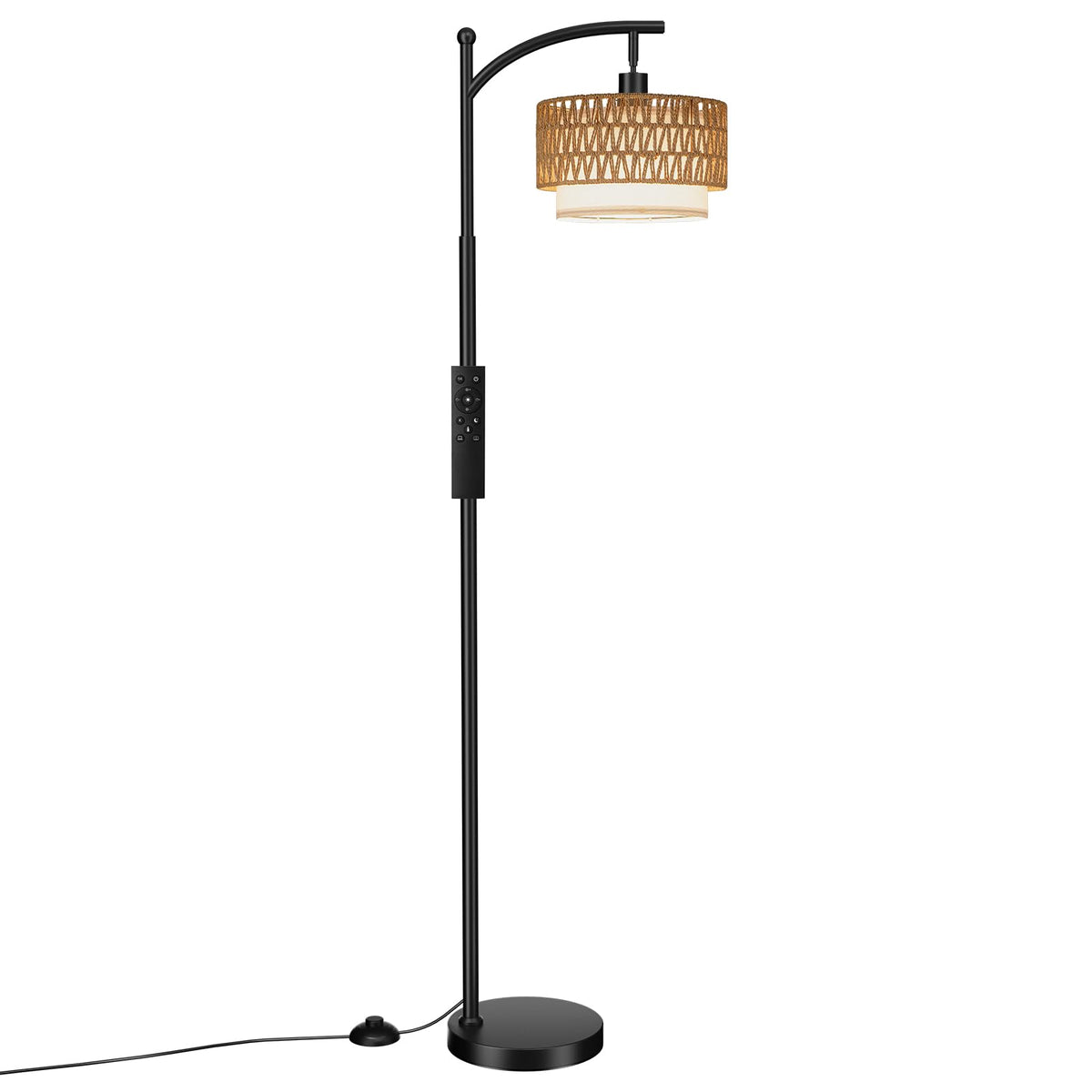 Ambimall Arc floor lamp stable base reduces tipping risk in busy homes.