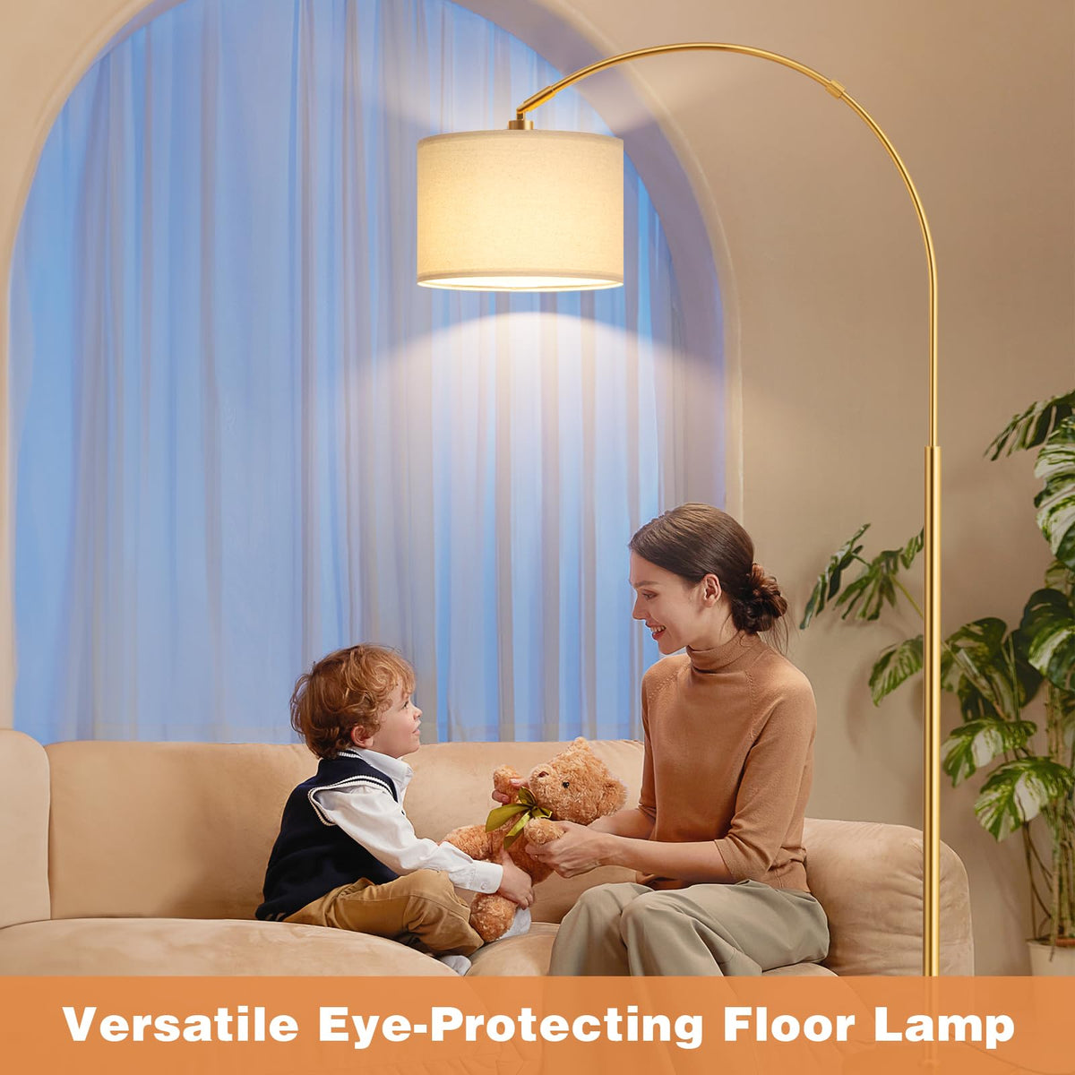 Easy assembly of Ambimall arc lamp with a stable metal base.