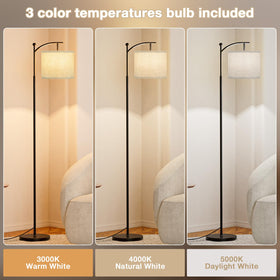 Ambimall black pole with grey shade adds modern decor-friendly lighting.