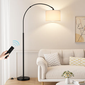 Ambimall dimmable arc floor lamp with remote for easy brightness and color control.