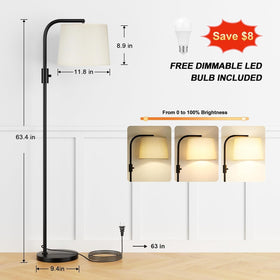 Ambimall floor lamp head adjustable 270° horizontal and 90° vertical for versatile lighting.