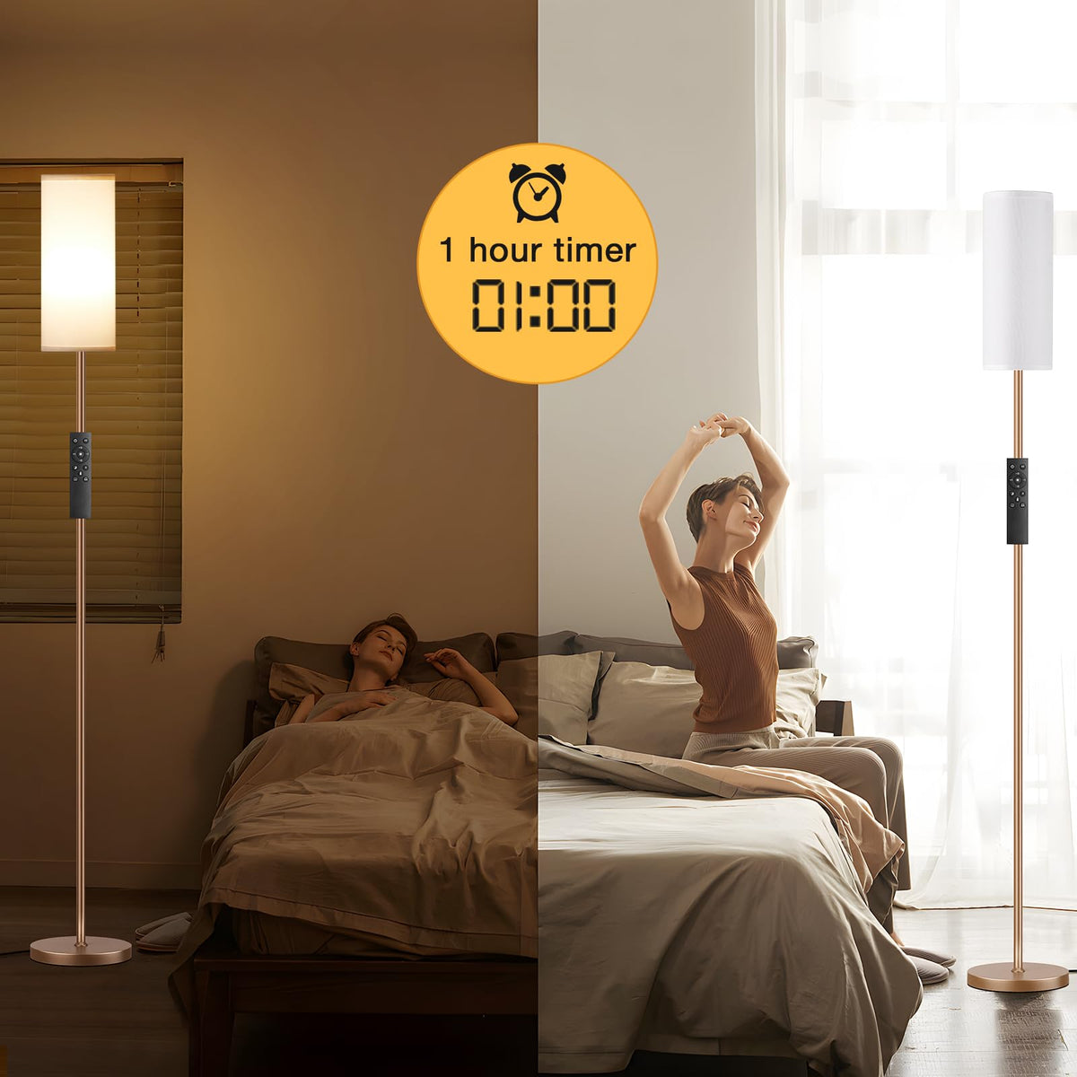 Ambimall floor lamp color temperature 3000K-6000K for warm to cool light
