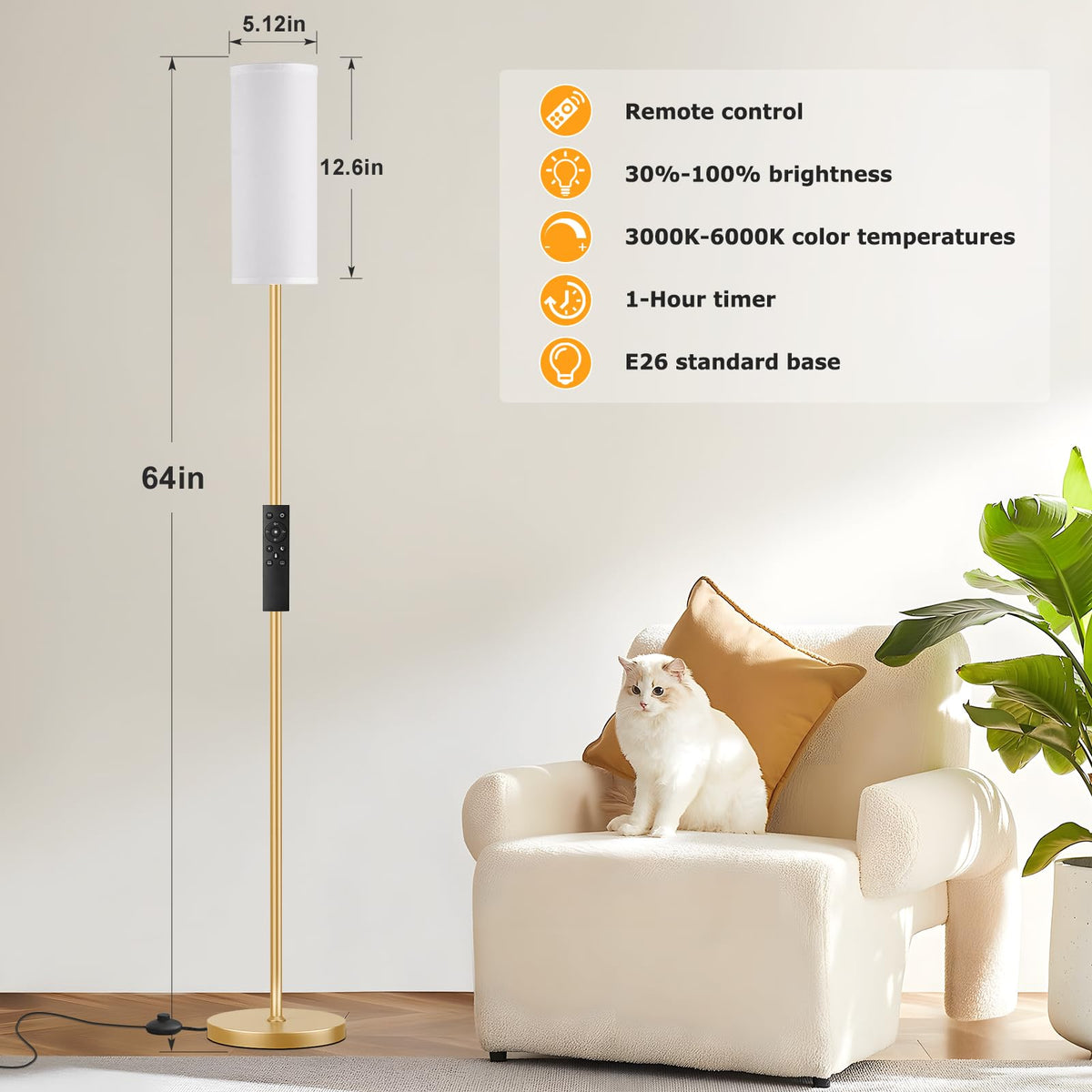 Ambimall floor lamp with dimmable warm to cool white tones for any mood.