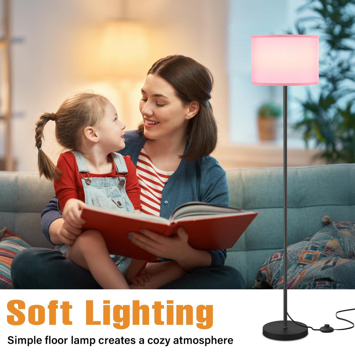 Ambimall 60-inch lamp supports E26 bulbs for versatile lighting setups.