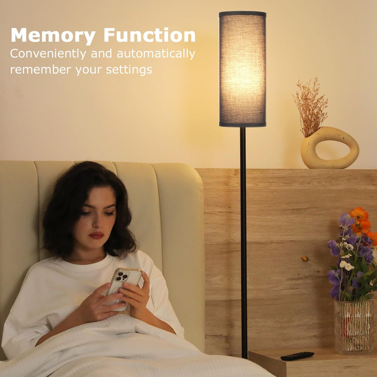 Ambimall floor lamp silhouette enhances modern and traditional room decor.